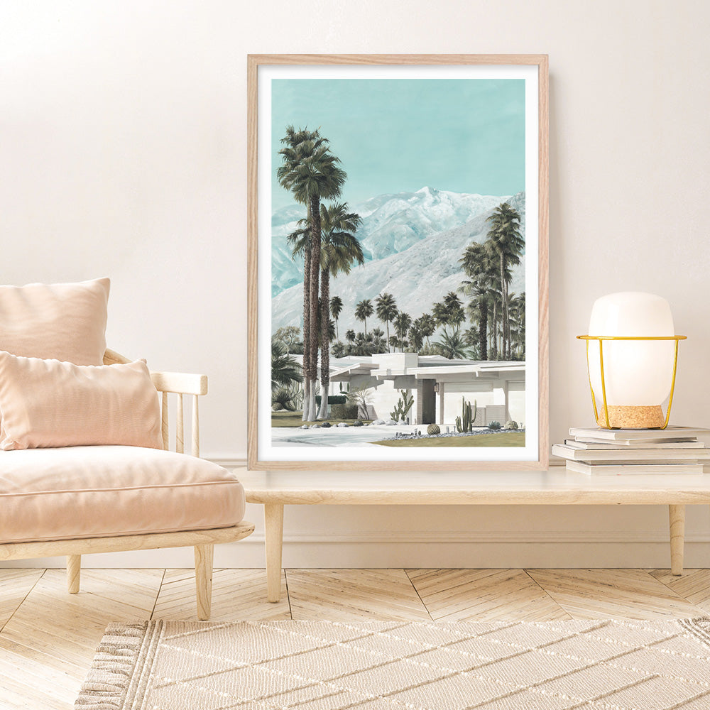 Shop Palm Springs Art Print a coastal themed painted wall art print from The Print Emporium wall artwork collection - Buy Australian made fine art painting style poster and framed prints for the home and your interior decor room, TPE-140-AP