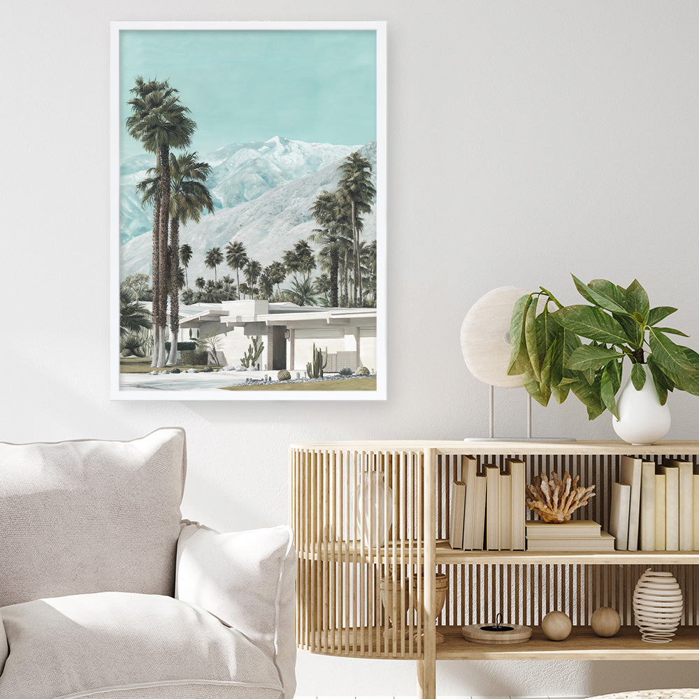 Shop Palm Springs Art Print a coastal themed painted wall art print from The Print Emporium wall artwork collection - Buy Australian made fine art painting style poster and framed prints for the home and your interior decor room, TPE-140-AP