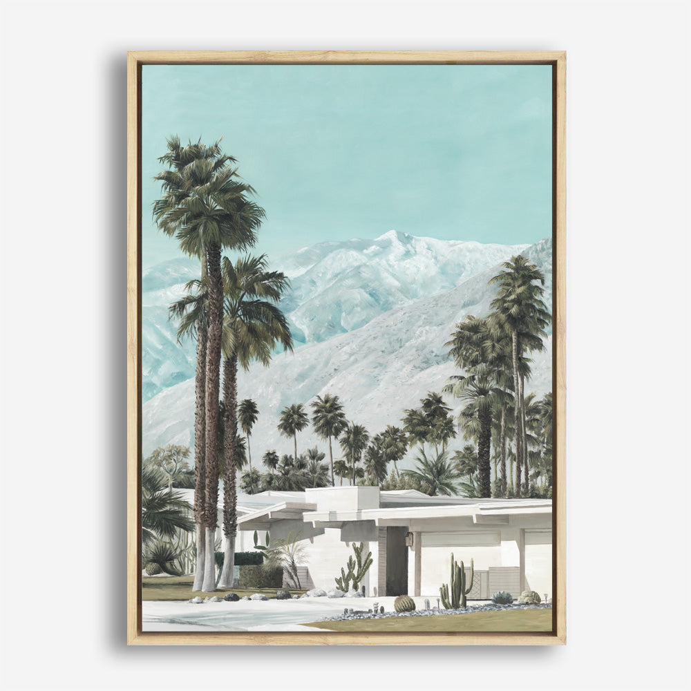 Shop Palm Springs Canvas Print a coastal themed painted framed canvas wall art print from The Print Emporium artwork collection - Buy Australian made fine art painting style stretched canvas prints for the home and your interior decor space, TPE-140-CA-35X46-NF