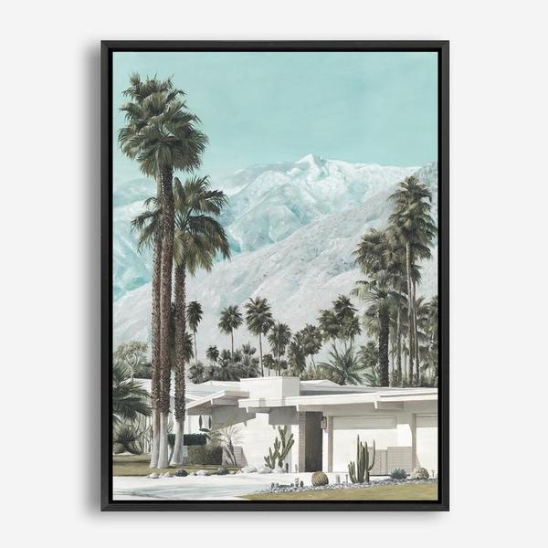 Shop Palm Springs Canvas Print a coastal themed painted framed canvas wall art print from The Print Emporium artwork collection - Buy Australian made fine art painting style stretched canvas prints for the home and your interior decor space, TPE-140-CA-35X46-NF