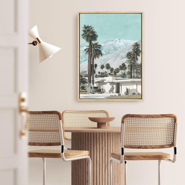 Shop Palm Springs Canvas Print a coastal themed painted framed canvas wall art print from The Print Emporium artwork collection - Buy Australian made fine art painting style stretched canvas prints for the home and your interior decor space, TPE-140-CA-35X46-NF