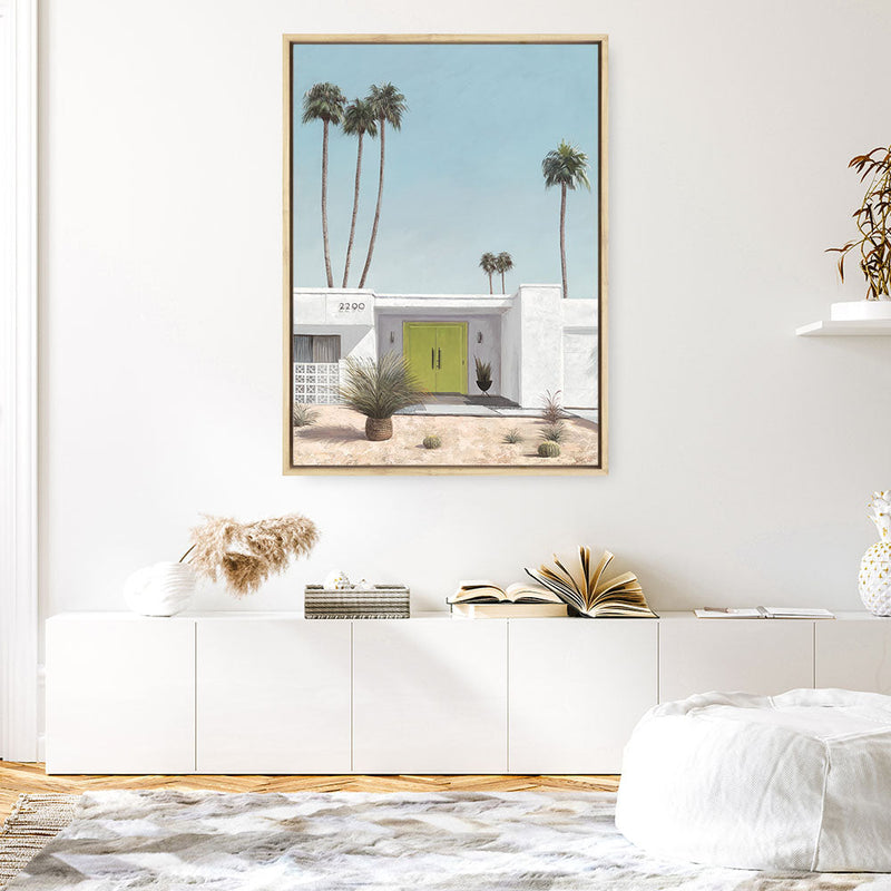 Shop Palm Springs Doorway 1 Canvas Print a coastal themed painted framed canvas wall art print from The Print Emporium artwork collection - Buy Australian made fine art painting style stretched canvas prints for the home and your interior decor space, TPE-194-CA-35X46-NF