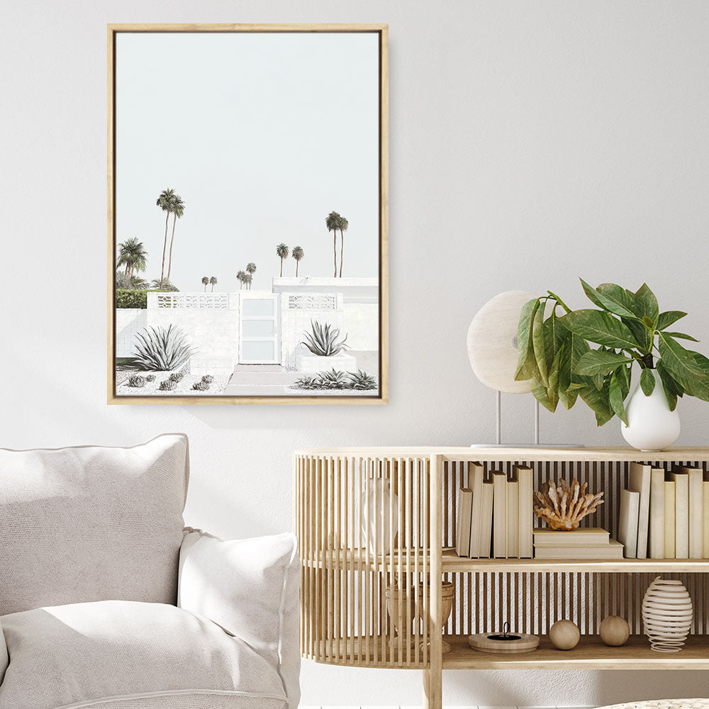 Shop Palm Springs Doorway 3 (Light) Canvas Print a coastal themed painted framed canvas wall art print from The Print Emporium artwork collection - Buy Australian made fine art painting style stretched canvas prints for the home and your interior decor space, TPE-616-CA-35X46-NF