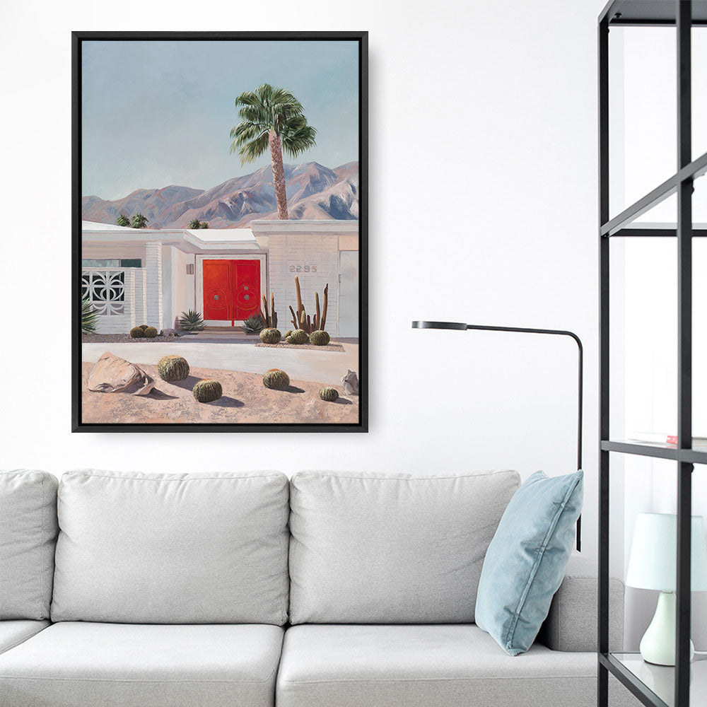 Shop Palm Springs Doorway 4 Canvas Print a coastal themed painted framed canvas wall art print from The Print Emporium artwork collection - Buy Australian made fine art painting style stretched canvas prints for the home and your interior decor space, TPE-206-CA-35X46-NF