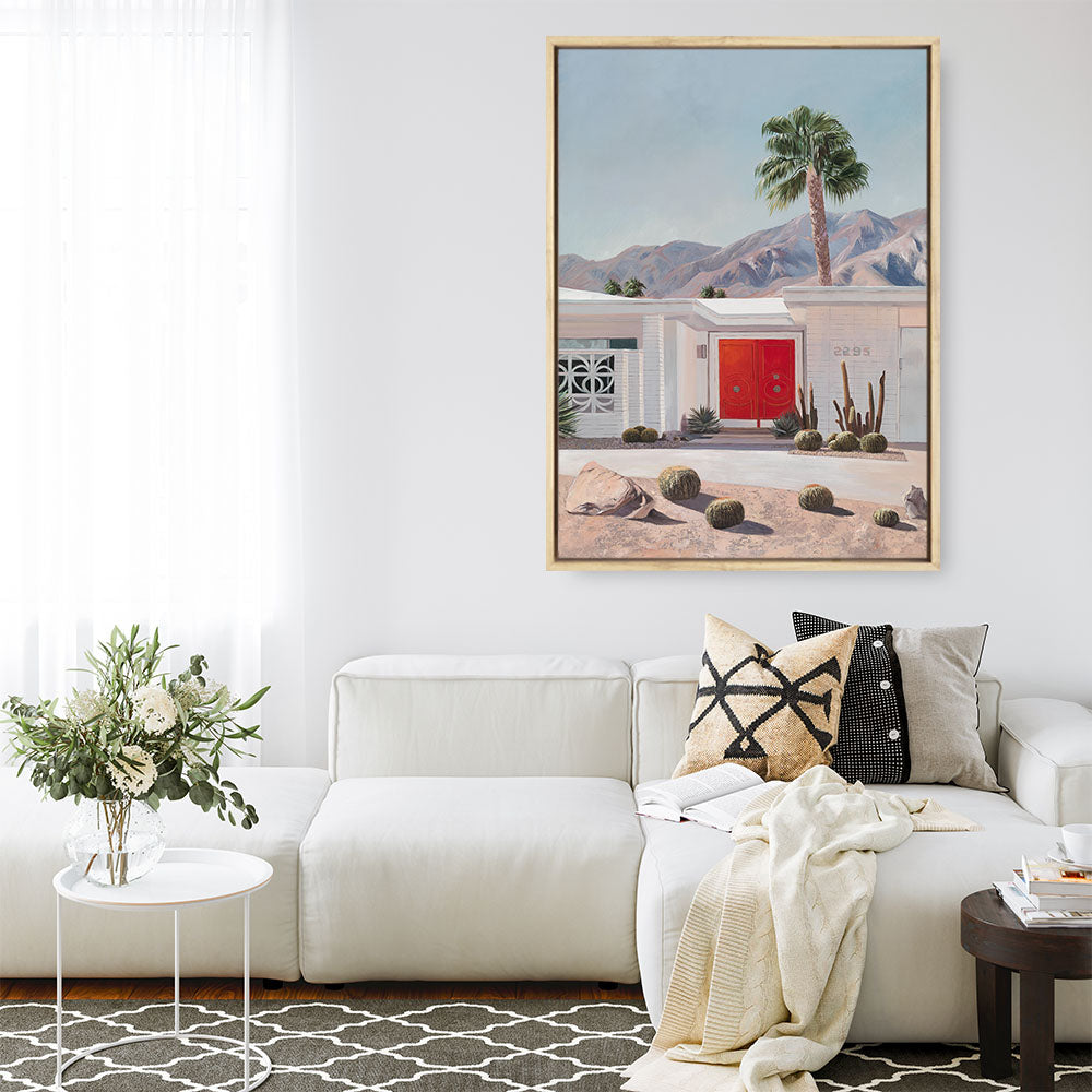 Shop Palm Springs Doorway 4 Canvas Print a coastal themed painted framed canvas wall art print from The Print Emporium artwork collection - Buy Australian made fine art painting style stretched canvas prints for the home and your interior decor space, TPE-206-CA-35X46-NF