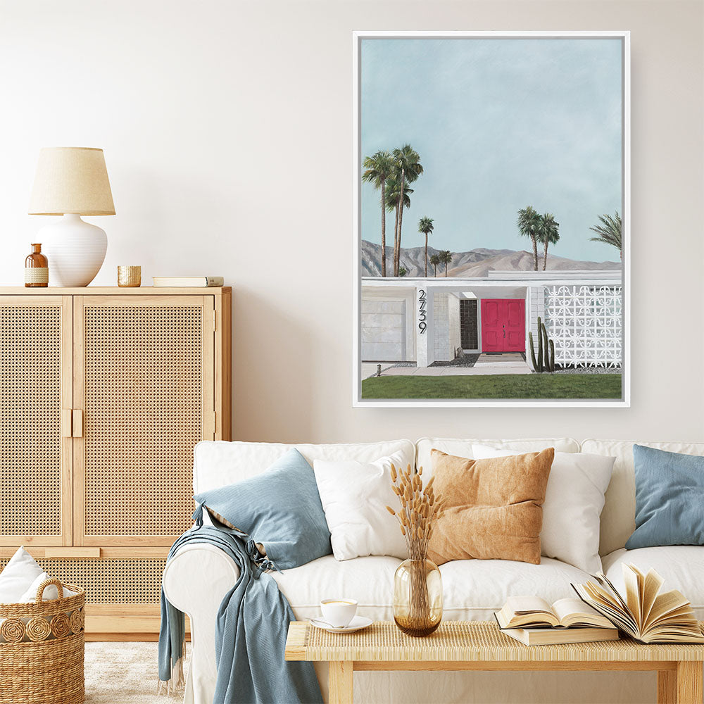 Shop Palm Springs Doorway 5 Canvas Print a coastal themed painted framed canvas wall art print from The Print Emporium artwork collection - Buy Australian made fine art painting style stretched canvas prints for the home and your interior decor space, TPE-259-CA-35X46-NF