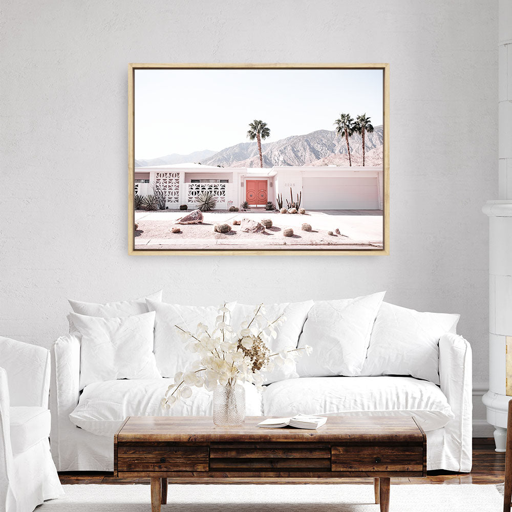 Shop Palm Springs House Photo Canvas Print a coastal themed photography framed stretched canvas print from The Print Emporium wall artwork collection - Buy Australian made prints for the home and your interior decor space, TPE-1041-CA-35X46-NF