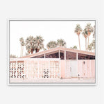 Shop Palm Springs Pink Building Photo Canvas Print a photography framed stretched canvas print from The Print Emporium wall artwork collection - Buy Australian made prints for the home and your interior decor space, TPE-644-CA-35X46-NF