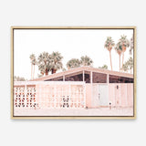 Shop Palm Springs Pink Building Photo Canvas Print a photography framed stretched canvas print from The Print Emporium wall artwork collection - Buy Australian made prints for the home and your interior decor space, TPE-644-CA-35X46-NF