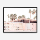 Shop Palm Springs Pink Building Photo Canvas Print a photography framed stretched canvas print from The Print Emporium wall artwork collection - Buy Australian made prints for the home and your interior decor space, TPE-644-CA-35X46-NF