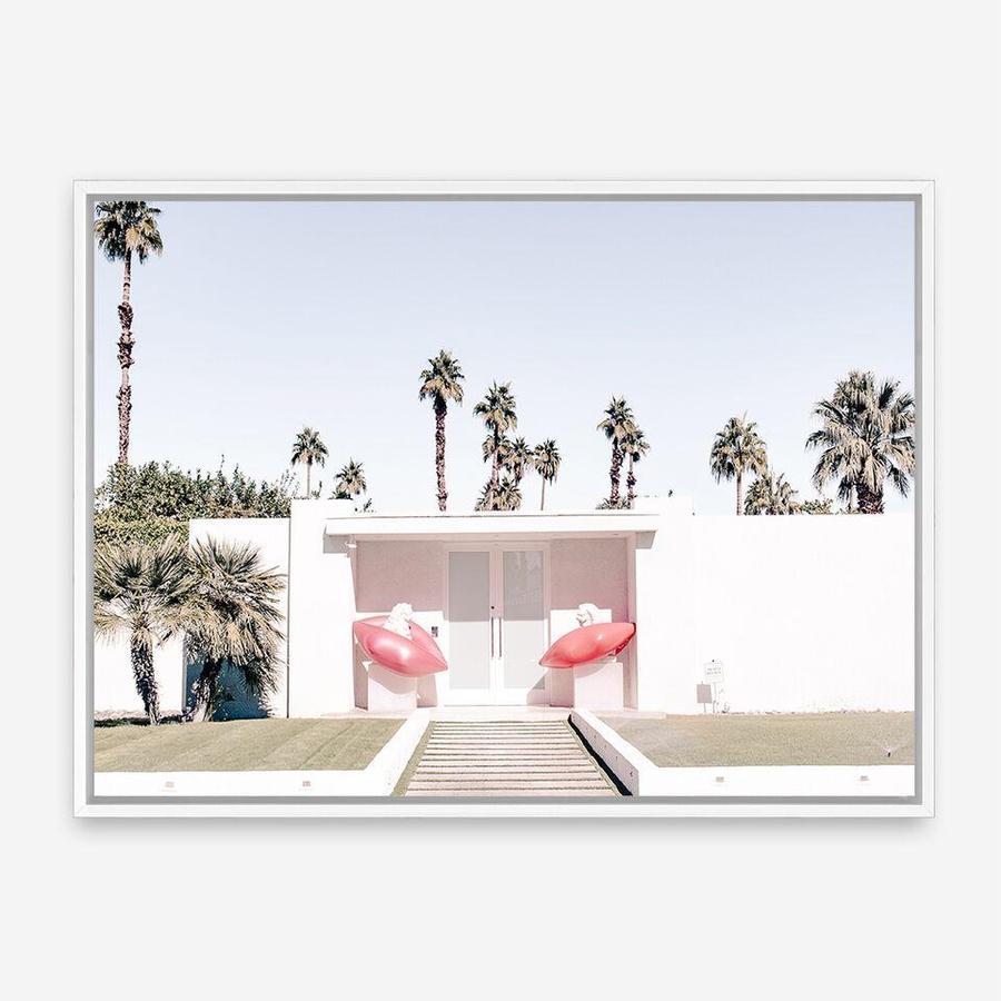 Shop Palm Springs Pink Door Photo Canvas Print a photography framed stretched canvas print from The Print Emporium wall artwork collection - Buy Australian made prints for the home and your interior decor space, TPE-645-CA-35X46-NF