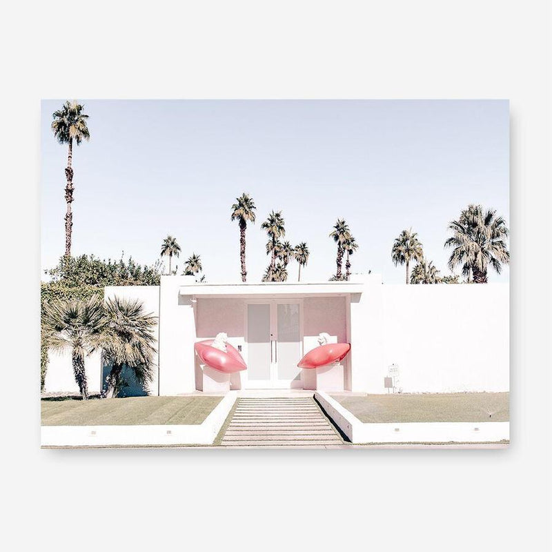 Shop Palm Springs Pink Door Photo Canvas Print a photography framed stretched canvas print from The Print Emporium wall artwork collection - Buy Australian made prints for the home and your interior decor space, TPE-645-CA-35X46-NF