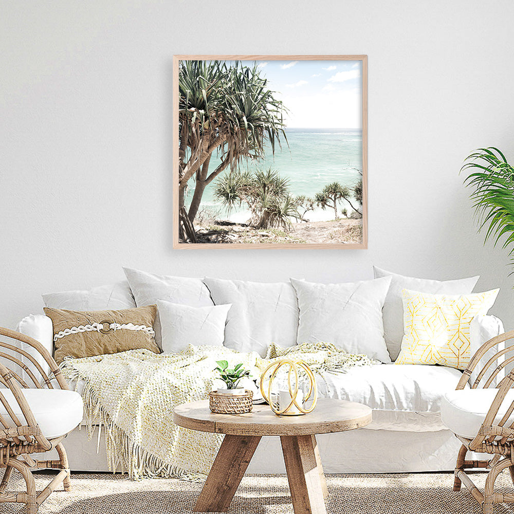 Shop Palm Tree Views III (Square) Photo Art Print a coastal themed photography wall art print from The Print Emporium wall artwork collection - Buy Australian made fine art poster and framed prints for the home and your interior decor, TPE-947-AP