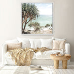Shop Palm Tree Views III (Square) Photo Canvas a coastal themed photography framed stretched canvas print from The Print Emporium wall artwork collection - Buy Australian made prints for the home and your interior decor space, TPE-947-CA-40X40-NF