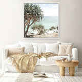 Shop Palm Tree Views III (Square) Photo Canvas a coastal themed photography framed stretched canvas print from The Print Emporium wall artwork collection - Buy Australian made prints for the home and your interior decor space, TPE-947-CA-40X40-NF