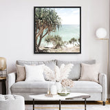 Shop Palm Tree Views III (Square) Photo Canvas a coastal themed photography framed stretched canvas print from The Print Emporium wall artwork collection - Buy Australian made prints for the home and your interior decor space, TPE-947-CA-40X40-NF