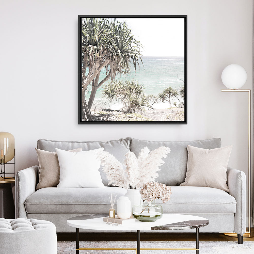Shop Palm Tree Views (Square) Photo Canvas a coastal themed photography framed stretched canvas print from The Print Emporium wall artwork collection - Buy Australian made prints for the home and your interior decor space, TPE-452-CA-40X40-NF