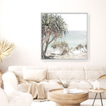 Shop Palm Tree Views (Square) Photo Canvas a coastal themed photography framed stretched canvas print from The Print Emporium wall artwork collection - Buy Australian made prints for the home and your interior decor space, TPE-452-CA-40X40-NF