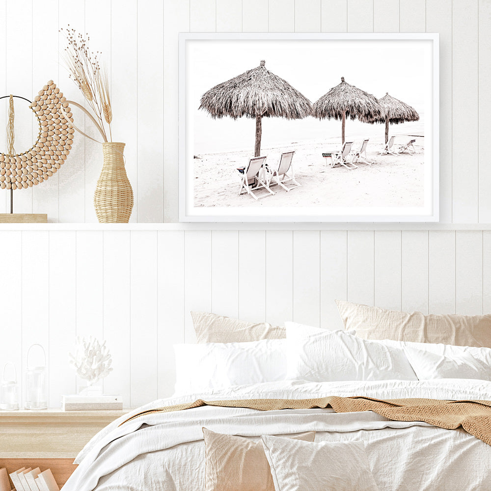 Shop Palm Umbrellas Photo Art Print a coastal themed photography wall art print from The Print Emporium wall artwork collection - Buy Australian made fine art poster and framed prints for the home and your interior decor, TPE-739-AP