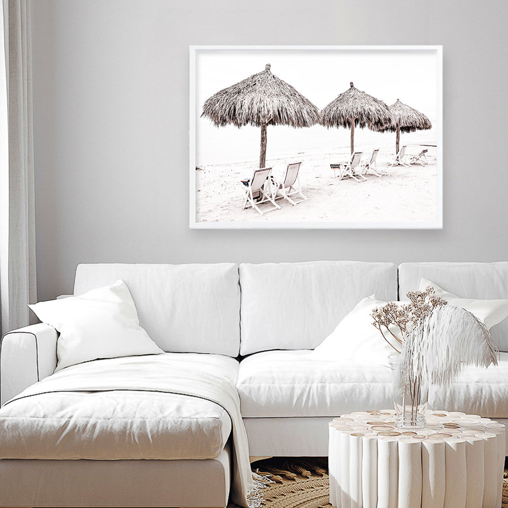 Shop Palm Umbrellas Photo Art Print a coastal themed photography wall art print from The Print Emporium wall artwork collection - Buy Australian made fine art poster and framed prints for the home and your interior decor, TPE-739-AP