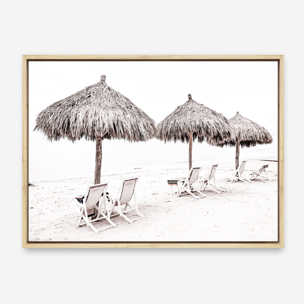 Shop Palm Umbrellas Photo Canvas Print a coastal themed photography framed stretched canvas print from The Print Emporium wall artwork collection - Buy Australian made prints for the home and your interior decor space, TPE-739-CA-35X46-NF
