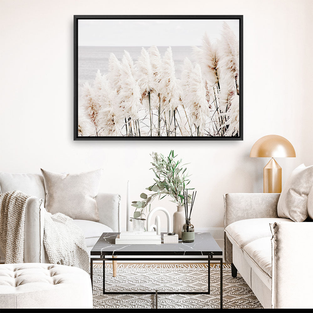 Shop Pampas Grass Photo Canvas Print a coastal themed photography framed stretched canvas print from The Print Emporium wall artwork collection - Buy Australian made prints for the home and your interior decor space, TPE-784-CA-35X46-NF