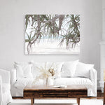 Shop Pandanus Palm Beach Photo Canvas Print a coastal themed photography framed stretched canvas print from The Print Emporium wall artwork collection - Buy Australian made prints for the home and your interior decor space, TPE-1166-CA-35X46-NF