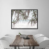 Shop Pandanus Palm Beach Photo Canvas Print a coastal themed photography framed stretched canvas print from The Print Emporium wall artwork collection - Buy Australian made prints for the home and your interior decor space, TPE-1166-CA-35X46-NF