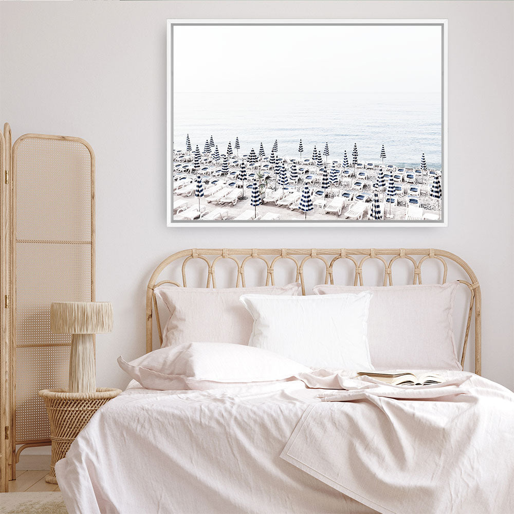 Shop Parasols III Photo Canvas Print a coastal themed photography framed stretched canvas print from The Print Emporium wall artwork collection - Buy Australian made prints for the home and your interior decor space, TPE-561-CA-35X46-NF