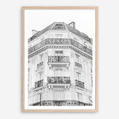 Shop Paris Building B&W I Art Print a Paris France fashion style themed painted wall art print from The Print Emporium wall artwork collection - Buy Australian made fine art painting style poster and framed prints for the home and your interior decor room, TPE-736-AP