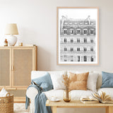 Shop Paris Building B&W II Art Print a Paris France fashion style themed painted wall art print from The Print Emporium wall artwork collection - Buy Australian made fine art painting style poster and framed prints for the home and your interior decor room, TPE-737-AP