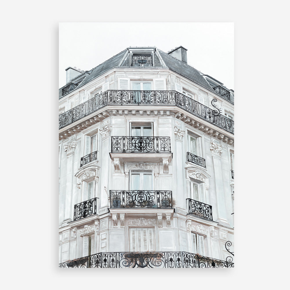 Shop Paris Building I Art Print a Paris France fashion style themed painted wall art print from The Print Emporium wall artwork collection - Buy Australian made fine art painting style poster and framed prints for the home and your interior decor room, TPE-654-AP