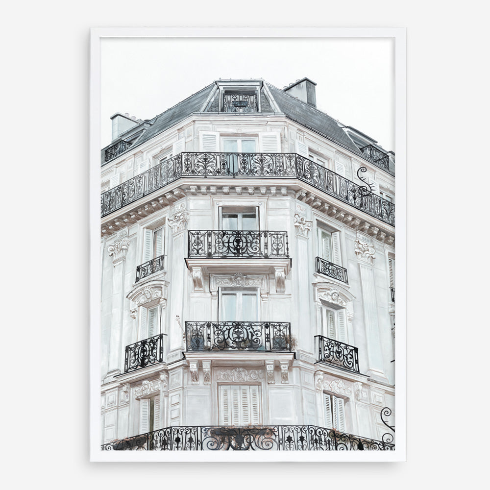 Shop Paris Building I Art Print a Paris France fashion style themed painted wall art print from The Print Emporium wall artwork collection - Buy Australian made fine art painting style poster and framed prints for the home and your interior decor room, TPE-654-AP