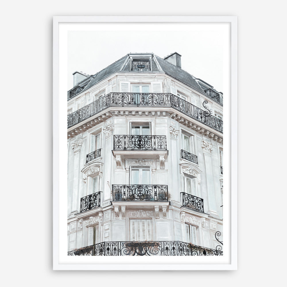 Shop Paris Building I Art Print a Paris France fashion style themed painted wall art print from The Print Emporium wall artwork collection - Buy Australian made fine art painting style poster and framed prints for the home and your interior decor room, TPE-654-AP