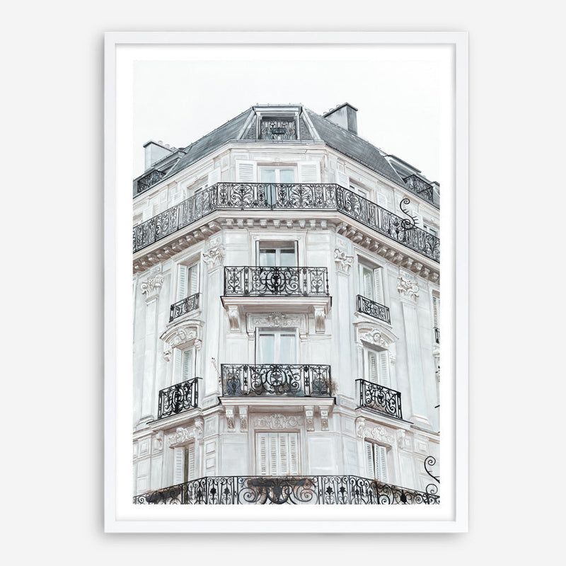 Shop Paris Building I Art Print a Paris France fashion style themed painted wall art print from The Print Emporium wall artwork collection - Buy Australian made fine art painting style poster and framed prints for the home and your interior decor room, TPE-654-AP