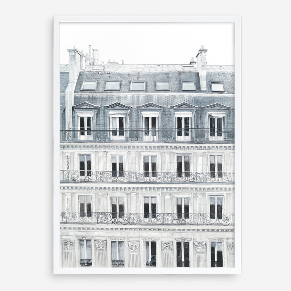 Shop Paris Building II Art Print a Paris France fashion style themed painted wall art print from The Print Emporium wall artwork collection - Buy Australian made fine art painting style poster and framed prints for the home and your interior decor room, TPE-655-AP