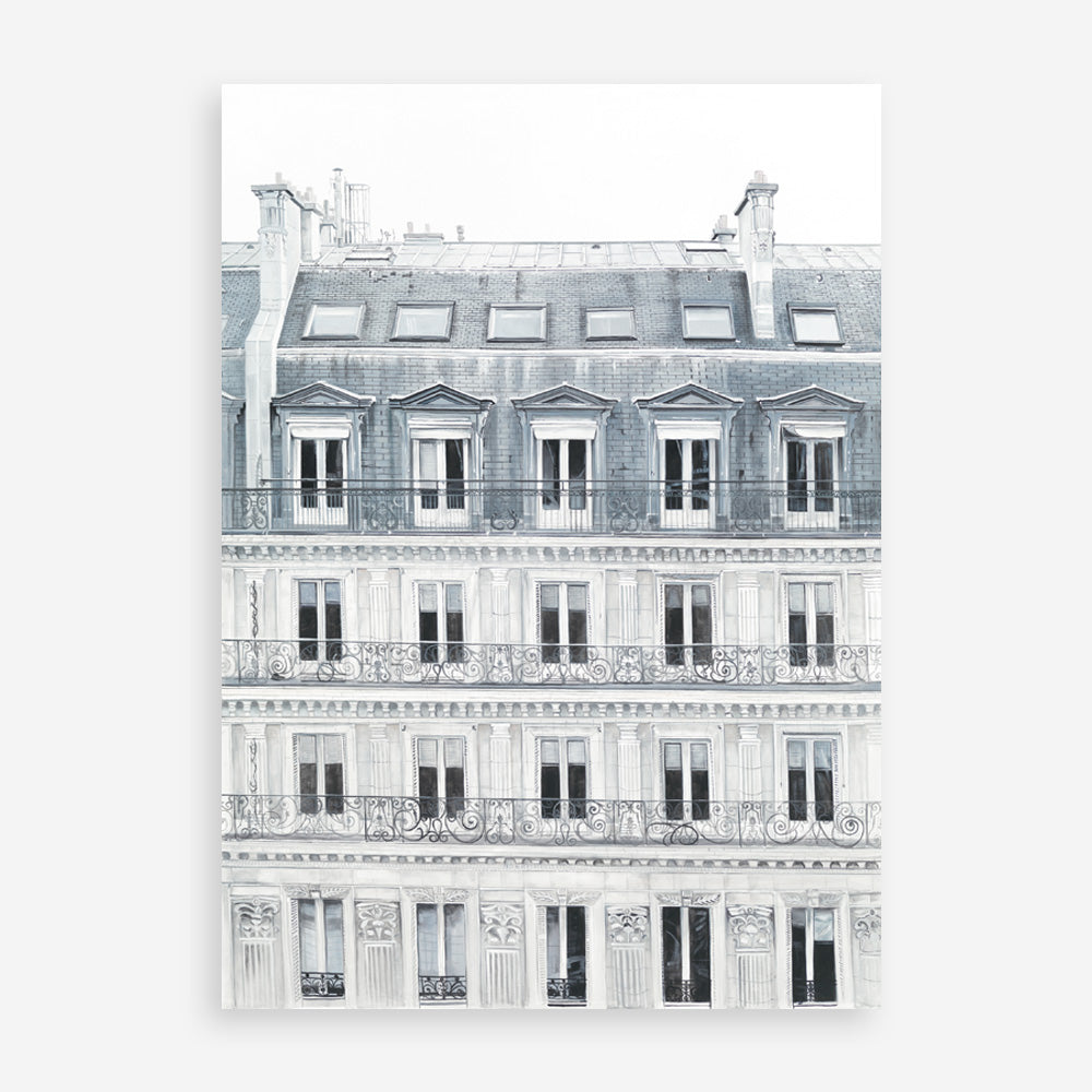 Shop Paris Building II Art Print a Paris France fashion style themed painted wall art print from The Print Emporium wall artwork collection - Buy Australian made fine art painting style poster and framed prints for the home and your interior decor room, TPE-655-AP