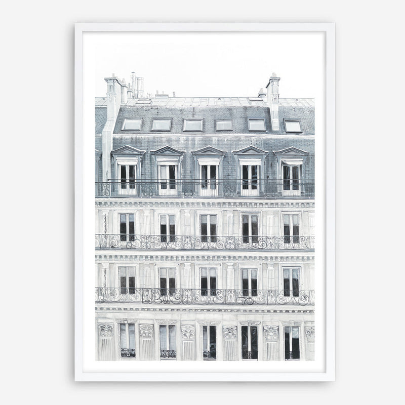 Shop Paris Building II Art Print a Paris France fashion style themed painted wall art print from The Print Emporium wall artwork collection - Buy Australian made fine art painting style poster and framed prints for the home and your interior decor room, TPE-655-AP