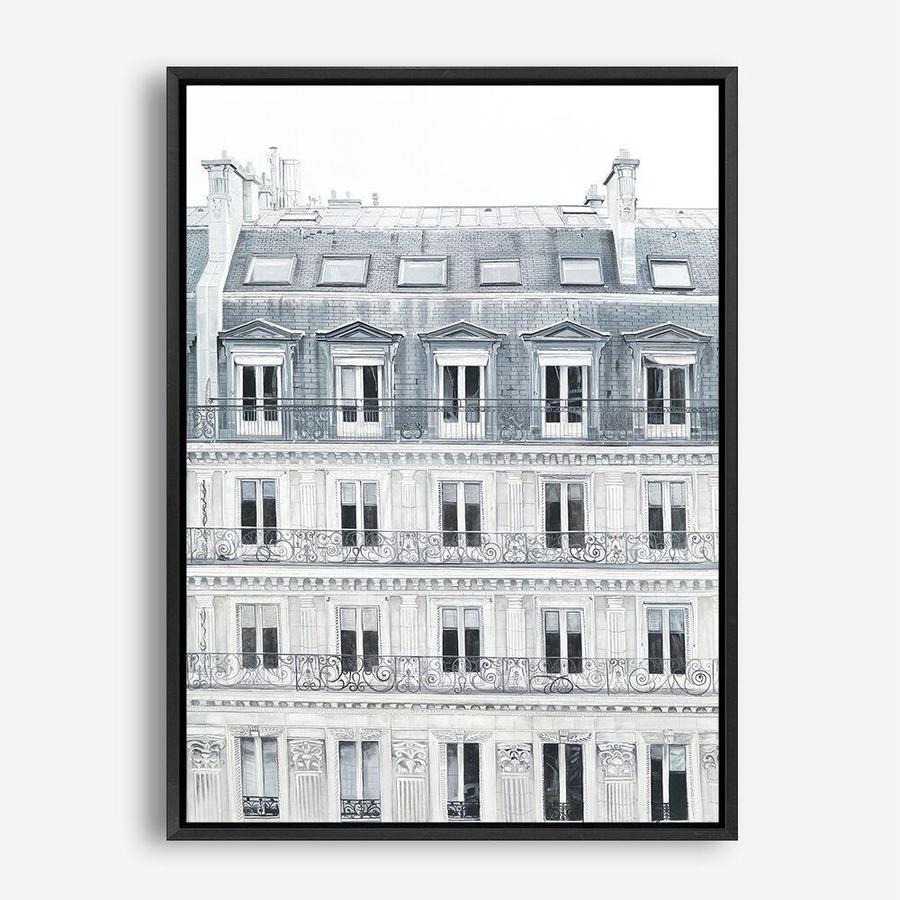 Shop Paris Building II Canvas Print a Paris France Fashion style themed painted framed canvas wall art print from The Print Emporium artwork collection - Buy Australian made fine art painting style stretched canvas prints for the home and your interior decor space, TPE-655-CA-35X46-NF
