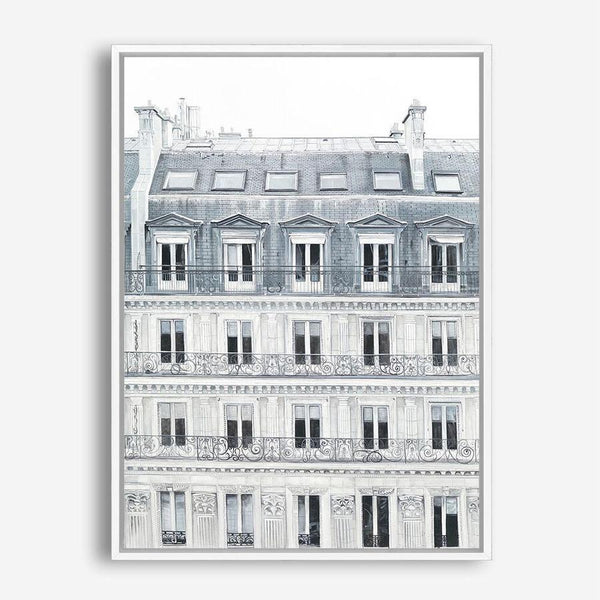 Shop Paris Building II Canvas Print a Paris France Fashion style themed painted framed canvas wall art print from The Print Emporium artwork collection - Buy Australian made fine art painting style stretched canvas prints for the home and your interior decor space, TPE-655-CA-35X46-NF