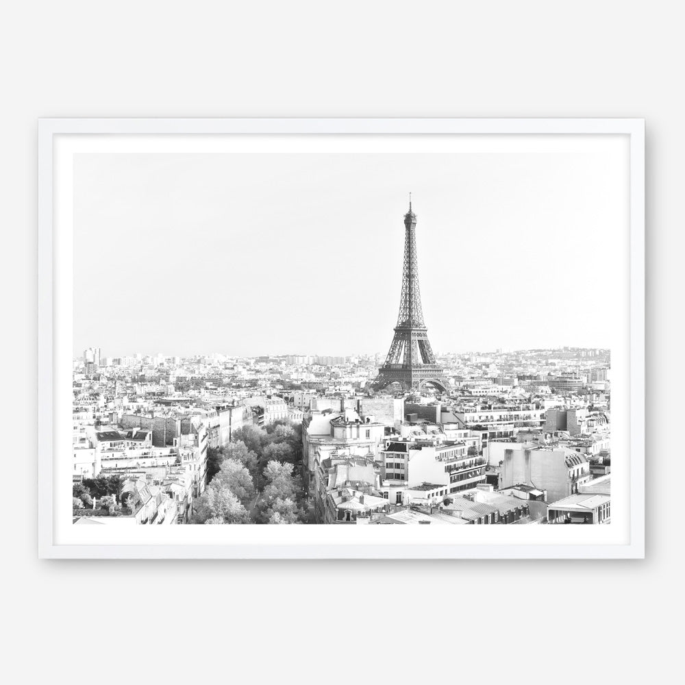 Shop Paris Skyline B&W Photo Art Print an Eiffel Tower France themed photography wall art print from The Print Emporium wall artwork collection - Buy Australian made fine art poster and framed prints for the home and your interior decor room, TPE-298-AP