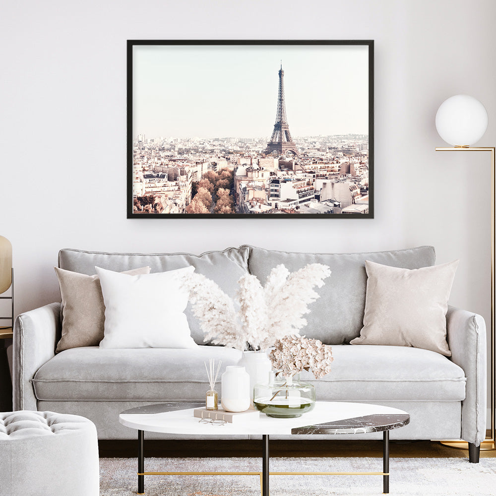 Shop Paris Skyline Photo Art Print an Eiffel Tower France themed photography wall art print from The Print Emporium wall artwork collection - Buy Australian made fine art poster and framed prints for the home and your interior decor room, TPE-297-AP