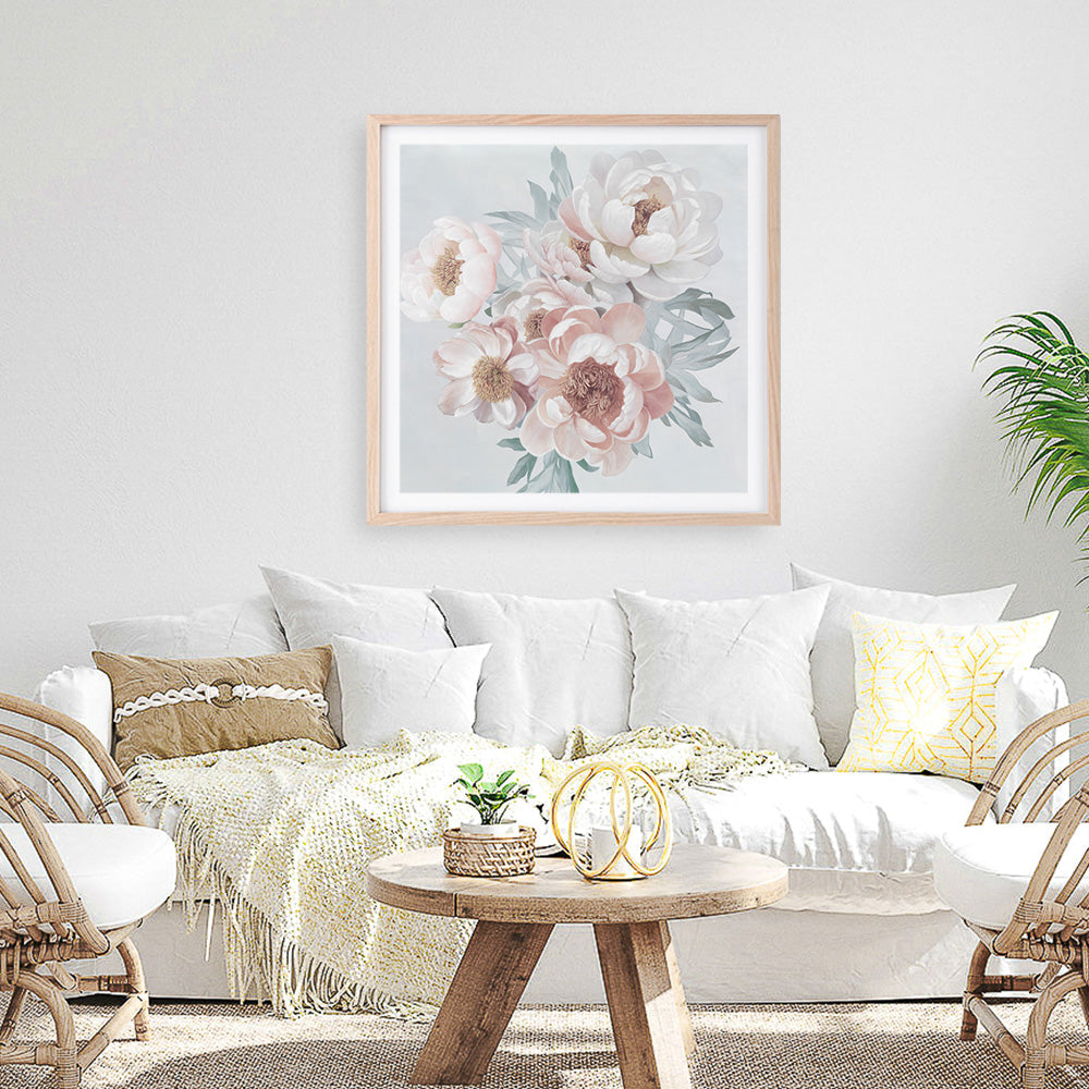 Shop Pastel Bouquet (Square) Art Print a floral themed painted wall art print from The Print Emporium wall artwork collection - Buy Australian made fine art painting style poster and framed prints for the home and your interior decor room, TPE-316-AP