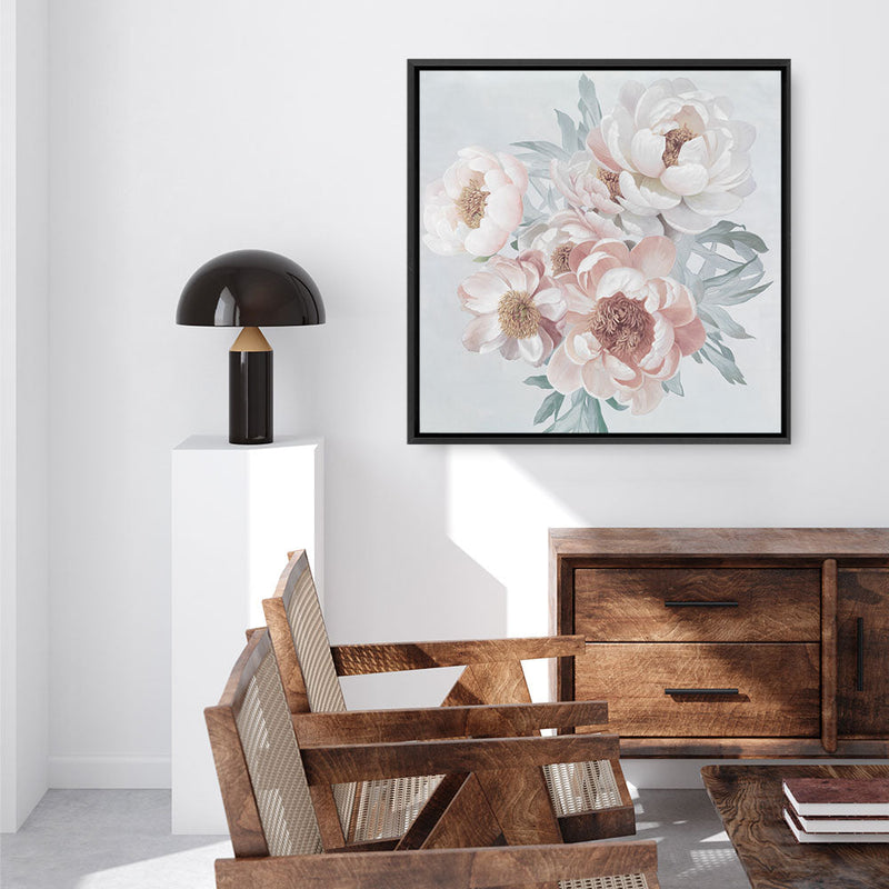 Shop Pastel Bouquet (Square) Canvas Print a floral themed painted framed canvas wall art print from The Print Emporium artwork collection - Buy Australian made fine art painting style stretched canvas prints for the home and your interior decor space, TPE-316-CA-40X40-NF