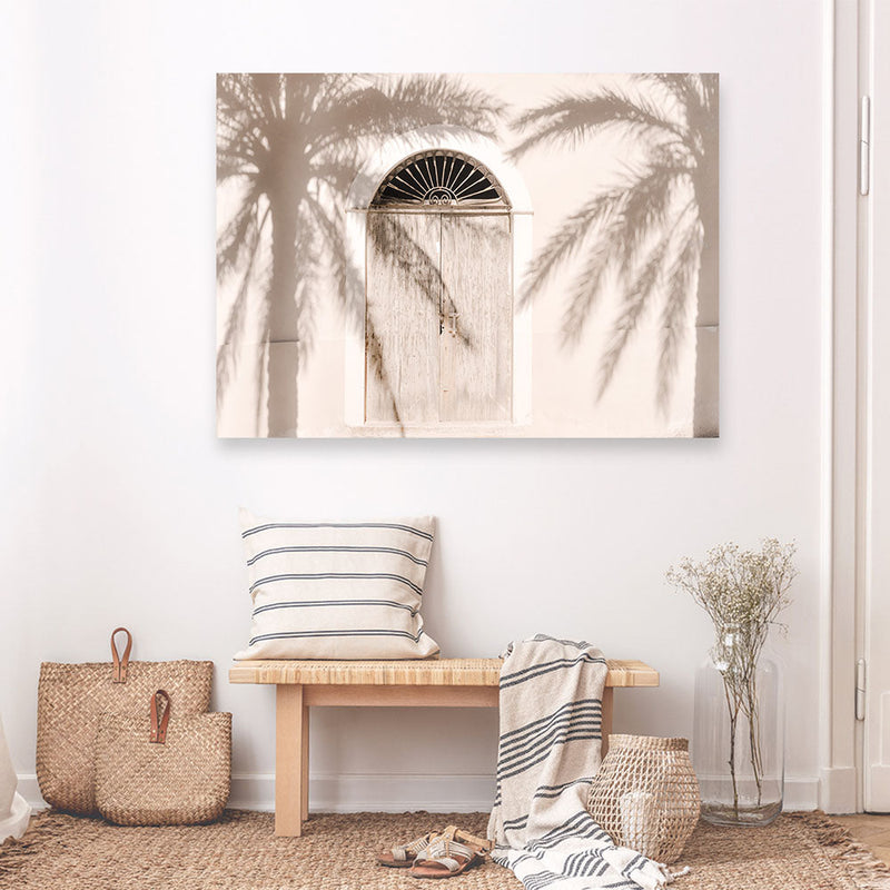 Shop Pastel Palm Shadows Photo Canvas Print a coastal themed photography framed stretched canvas print from The Print Emporium wall artwork collection - Buy Australian made prints for the home and your interior decor space, TPE-1123-CA-35X46-NF