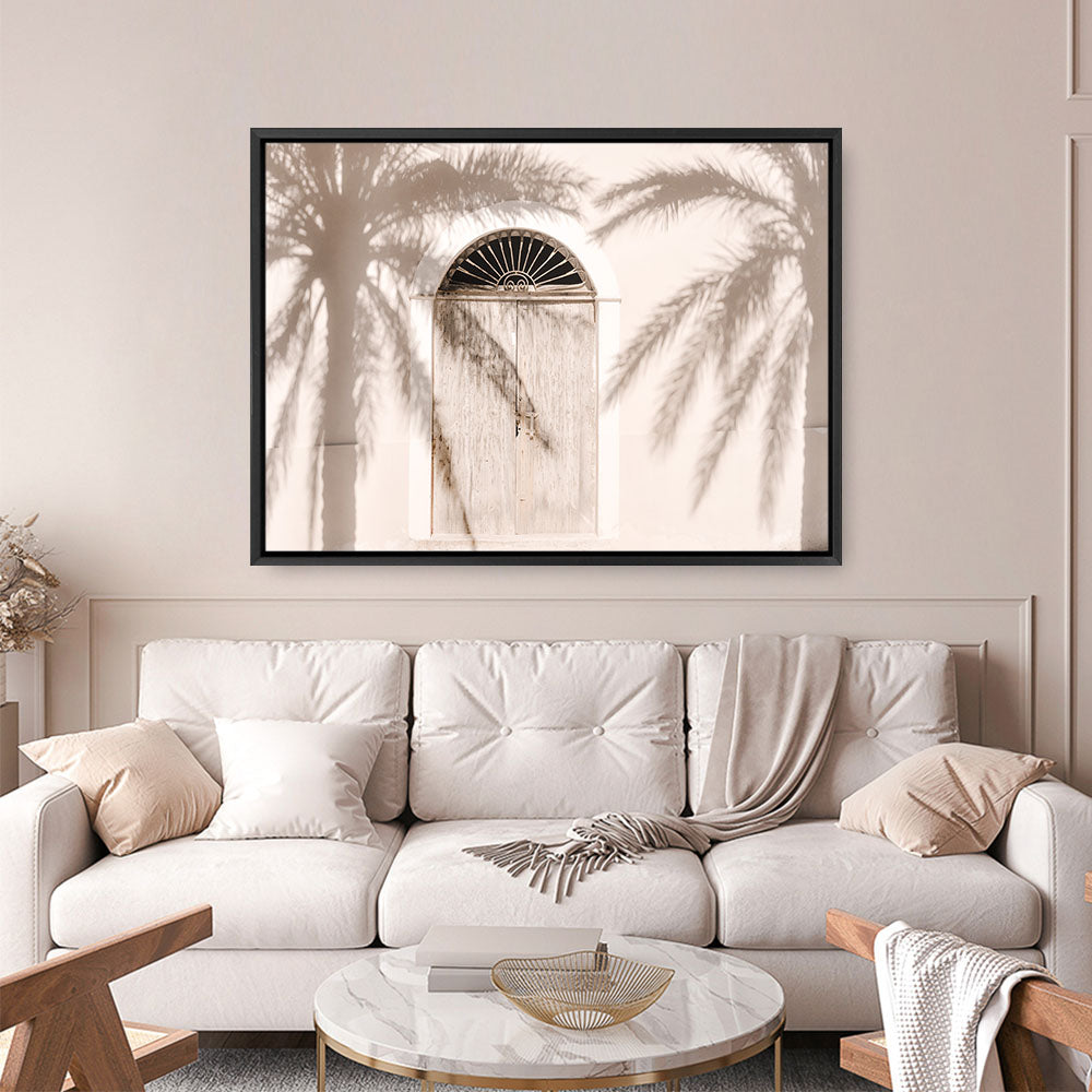 Shop Pastel Palm Shadows Photo Canvas Print a coastal themed photography framed stretched canvas print from The Print Emporium wall artwork collection - Buy Australian made prints for the home and your interior decor space, TPE-1123-CA-35X46-NF