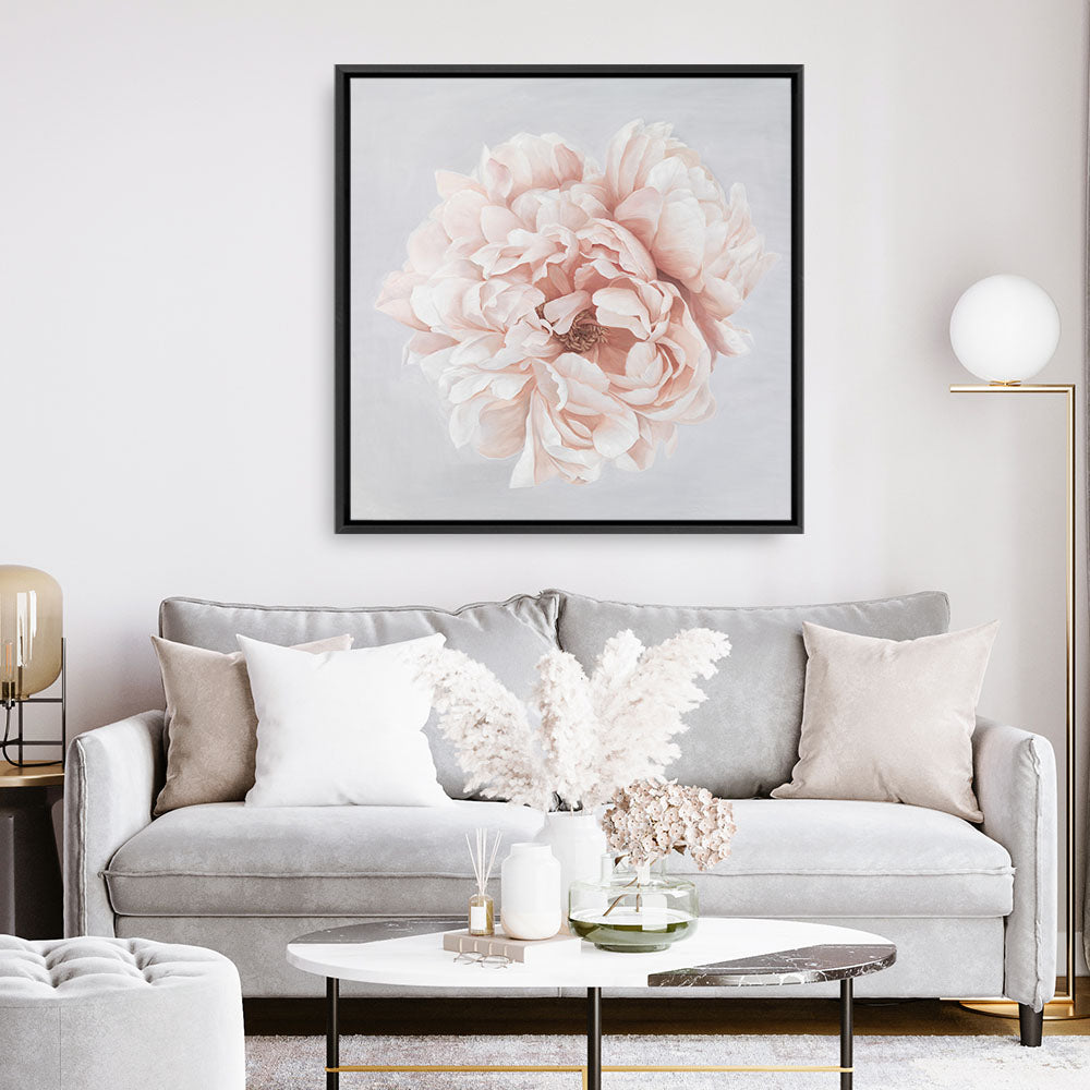 Shop Pastel Peony (Square) Canvas Print a floral themed painted framed canvas wall art print from The Print Emporium artwork collection - Buy Australian made fine art painting style stretched canvas prints for the home and your interior decor space, TPE-400-CA-40X40-NF