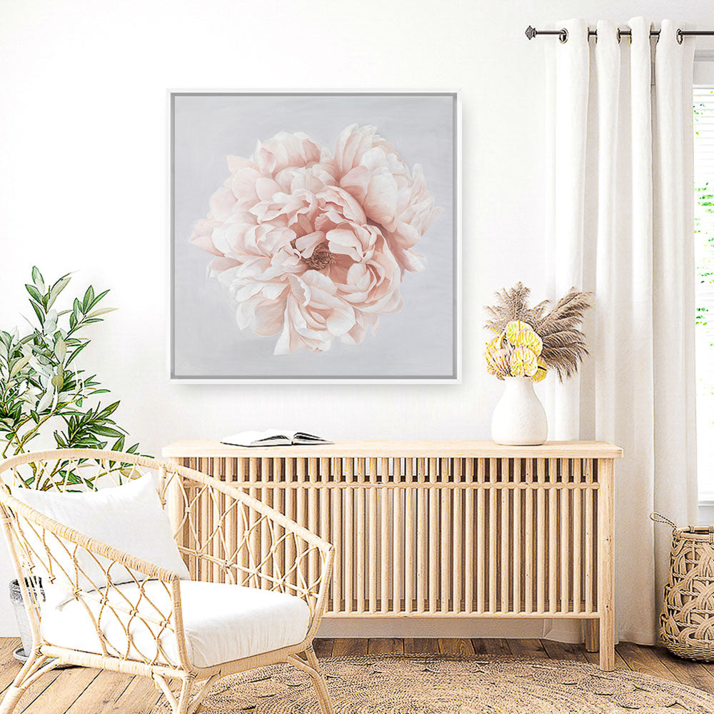 Shop Pastel Peony (Square) Canvas Print a floral themed painted framed canvas wall art print from The Print Emporium artwork collection - Buy Australian made fine art painting style stretched canvas prints for the home and your interior decor space, TPE-400-CA-40X40-NF