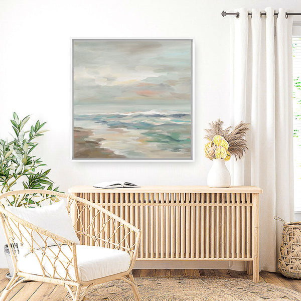 Shop Pastel Tide (Square) Canvas Print a painted abstract themed framed canvas wall art print from The Print Emporium artwork collection - Buy Australian made fine art painting style stretched canvas prints for the home and your interior decor space, TPE-WA-70144-CA-40X40-NF