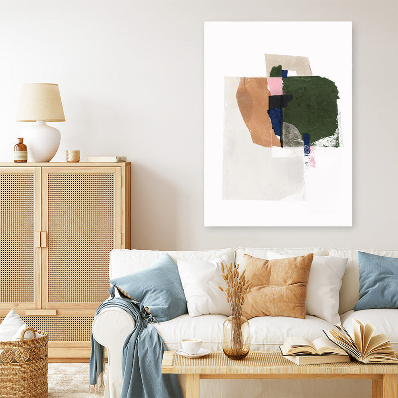 Shop Patchwork Pieces I Canvas Print a painted abstract themed framed canvas wall art print from The Print Emporium artwork collection - Buy Australian made fine art painting style stretched canvas prints for the home and your interior decor space, TPE-PC-PI523-CA-35X46-NF